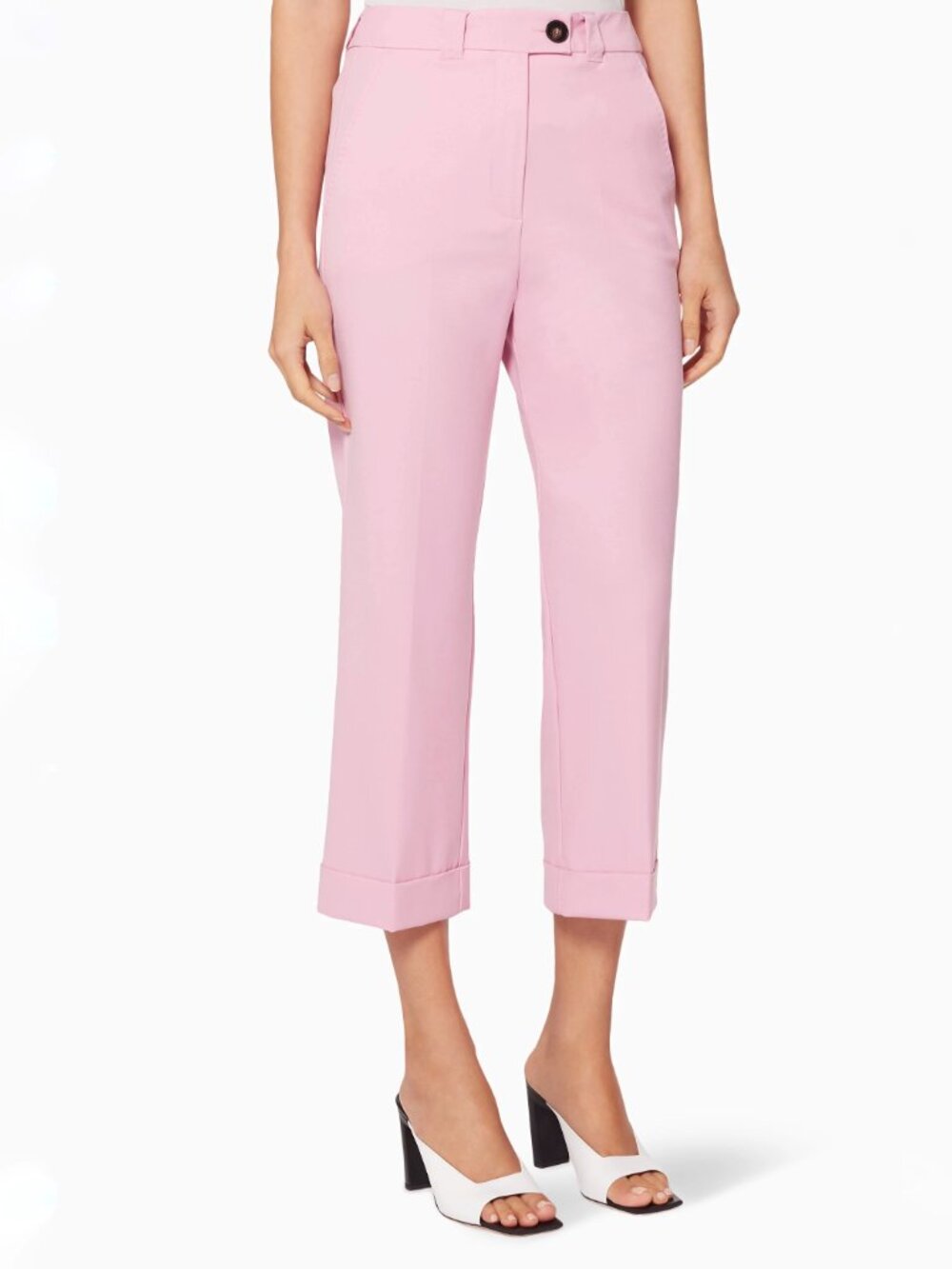 MARELLA Nilla Light Pink Cuffed Cropped Straight Leg Trouser Pants, Size 6 - Picture 2 of 15